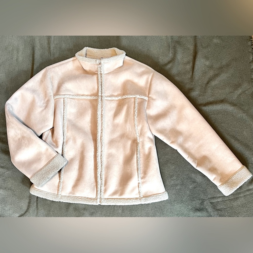 Hanna Anderson Faux Shearling Winter Jacket Off White Womens Large Pre Owned